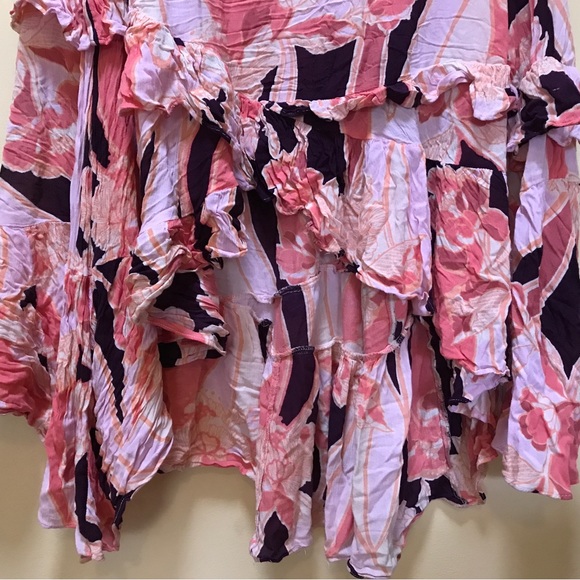 Free People Floral A-Line Skirt - Pink and Cream - Picture 4 of 11